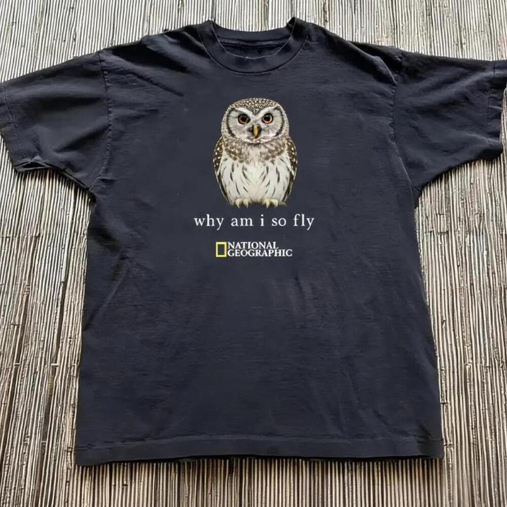 Gildan Black T-Shirt, National Geographic Black Owl Graphic Tee